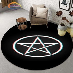 Tapis Occulte "Pentacle Néon Binaural" - Effet Glitch & Aura Psychédélique