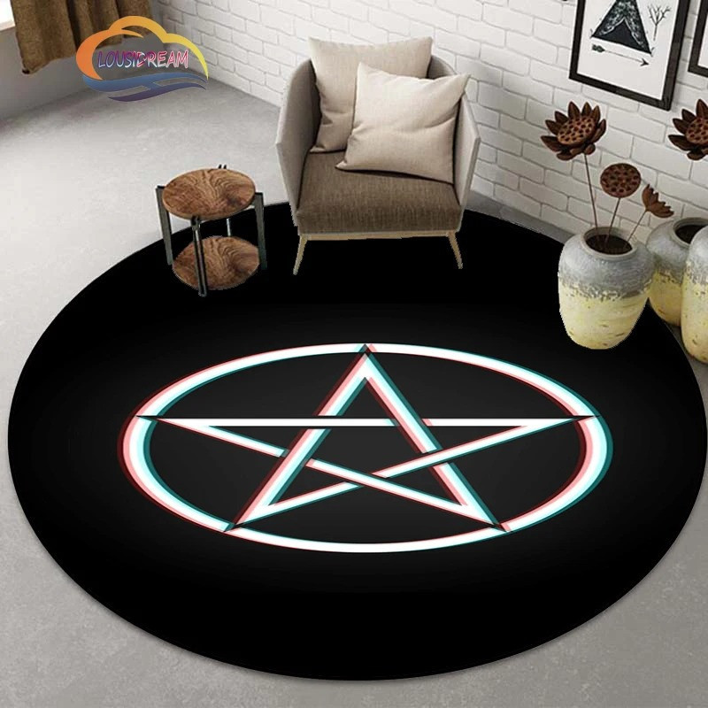 Tapis Occulte "Pentacle Néon Binaural" - Effet Glitch & Aura Psychédélique
