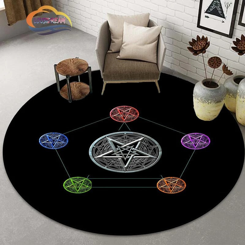 Tapis Occulte "Pentacle des 5 Sceaux Élémentaires" - Connexions Mystiques & Équilibre Chromatique