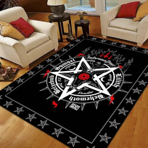 Tapis Occulte "Pentacle Inversé du Sombre Rituel" - Démons Ancestraux & Flammes Profanes