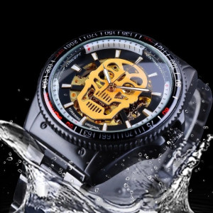 Waterproof de la  Montre Homme Tête de Mort horloge mécanique crâne squelette - couleur or