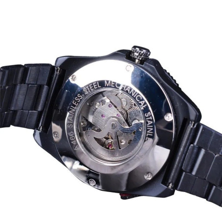 Vue dessous de la Montre Homme Tête de Mort horloge mécanique crâne squelette - couleur argent