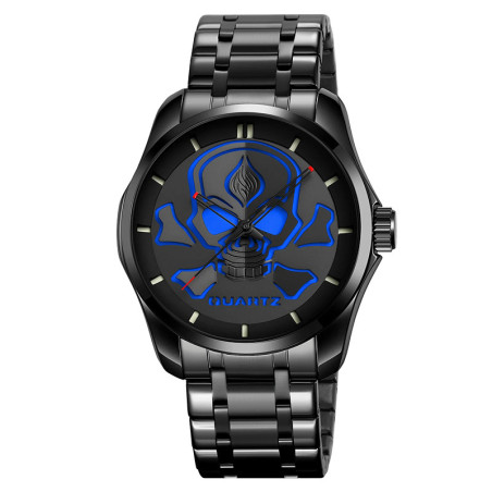Montre Tête de Mort – Crâne Incandescent Couleur Bleu
