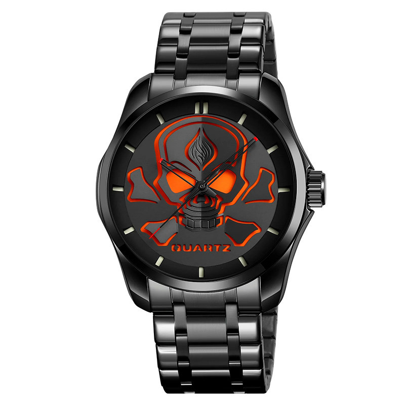 Montre Tête de Mort – Crâne Incandescent Couleur Orange