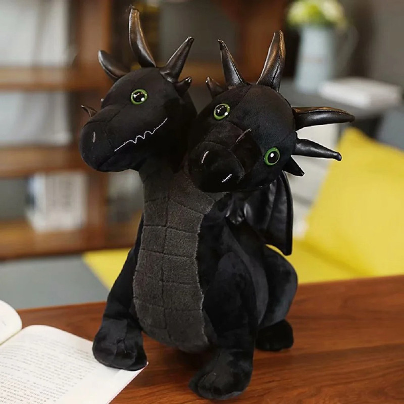 Peluche Gothique Dragon Bicephale "Ombres Jumelles"