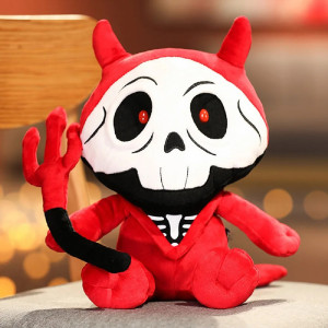 Peluche Gothique Diablotin Crâne Rouge "Mischief des Enfers"