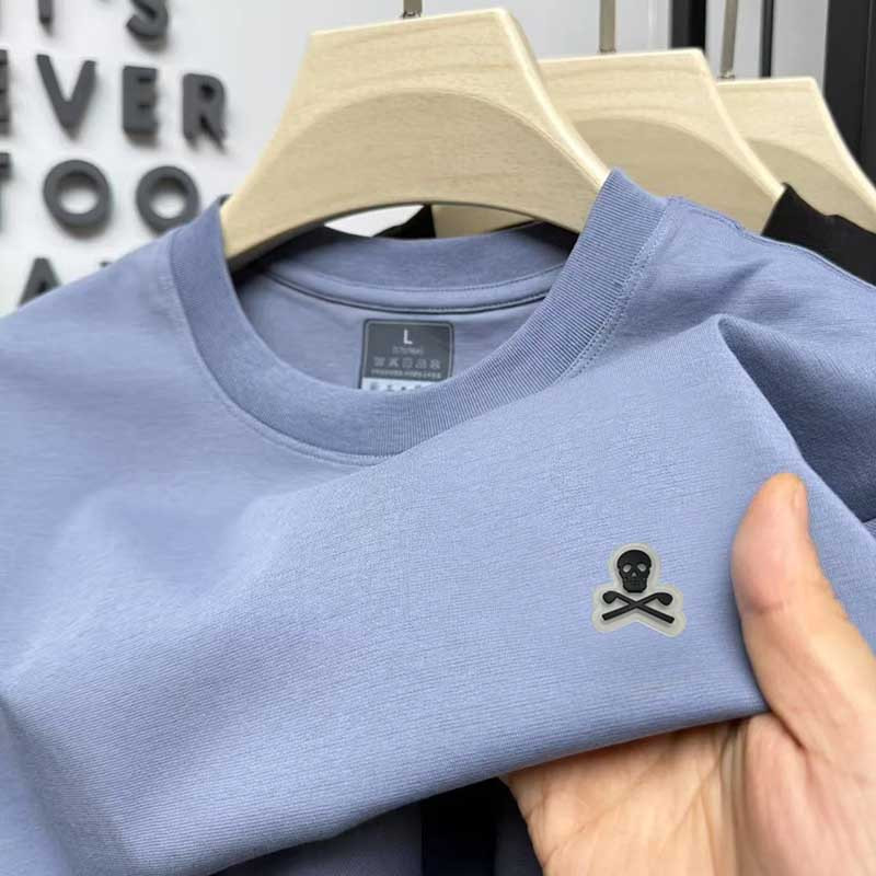 T-shirt Tête de Mort Minimaliste - Édition "Skull & Shades" Couleur Bleu