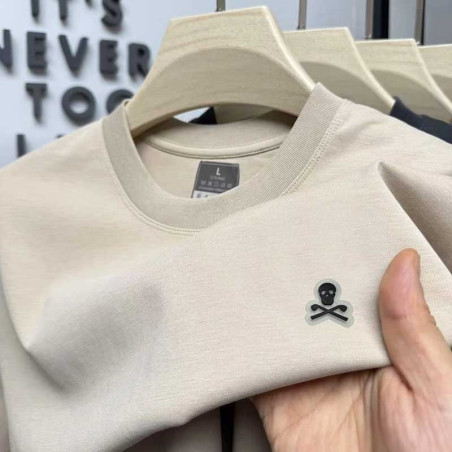 T-shirt Tête de Mort Minimaliste - Édition "Skull & Shades" Couleur Beige
