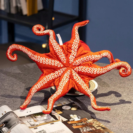 Vue Arrière Peluche Grand Poulpe Rouge “Kraken Douillet”