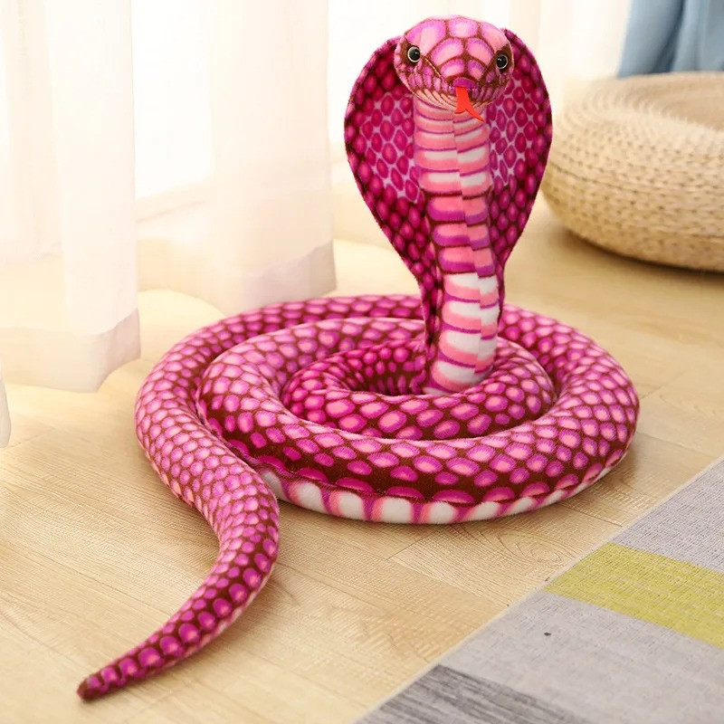 Peluche Cobra en Spirale 'Venin Magenta' - de 70 cm à 2 métres 40 !