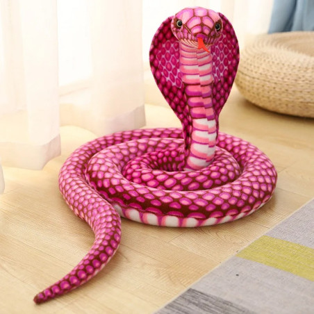 Peluche Cobra en Spirale 'Venin Magenta' - de 70 cm à 2 métres 40 !