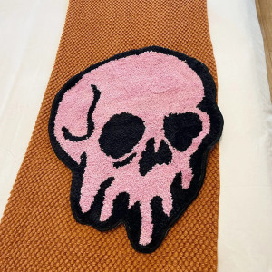 Tapis Tête de Mort "Crâne Fondant Rose" - 54 cm x 70 cm