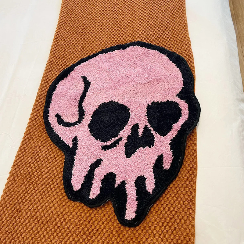 Tapis Tête de Mort "Crâne Fondant Rose" - 54 cm x 70 cm