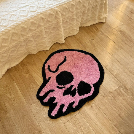 Tapis Tête de Mort "Crâne Fondant Rose"