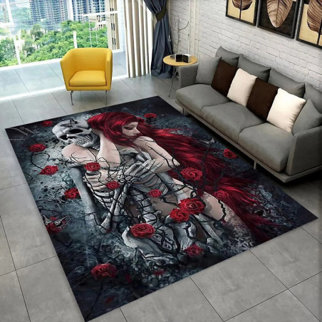 Tapis Tête de Mort "Étreinte d’Outre-Tombe"