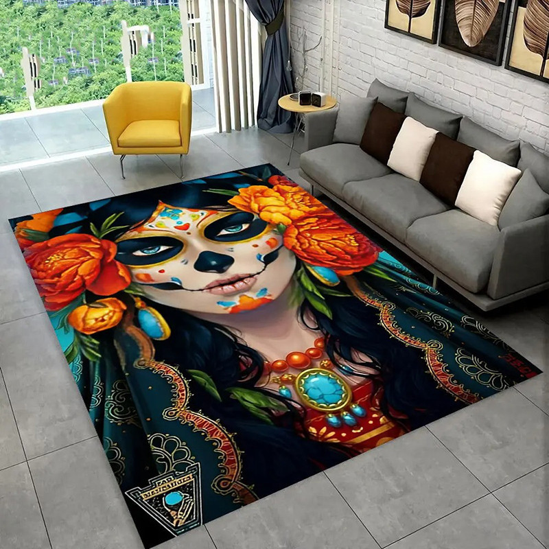 Tapis Tête de Mort "Reine du Dia de los Muertos"