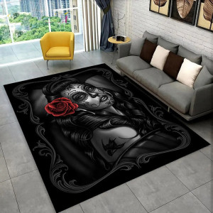 Tapis Tête de Mort "Élégance Noire de la Calavera"