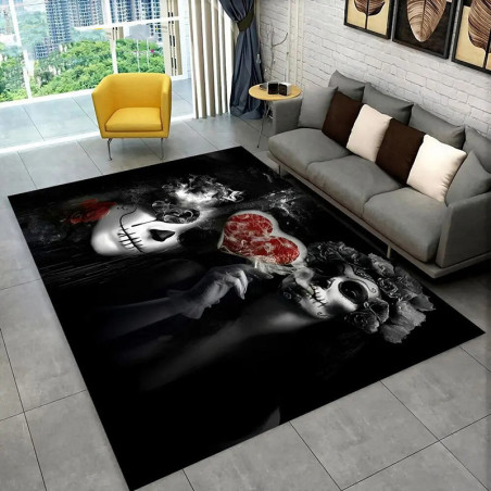 Tapis Tête de Mort "Cœur Volé au Crépuscule"