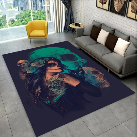 Tapis Tête de Mort "Sorcière de la Nuit Émeraude"