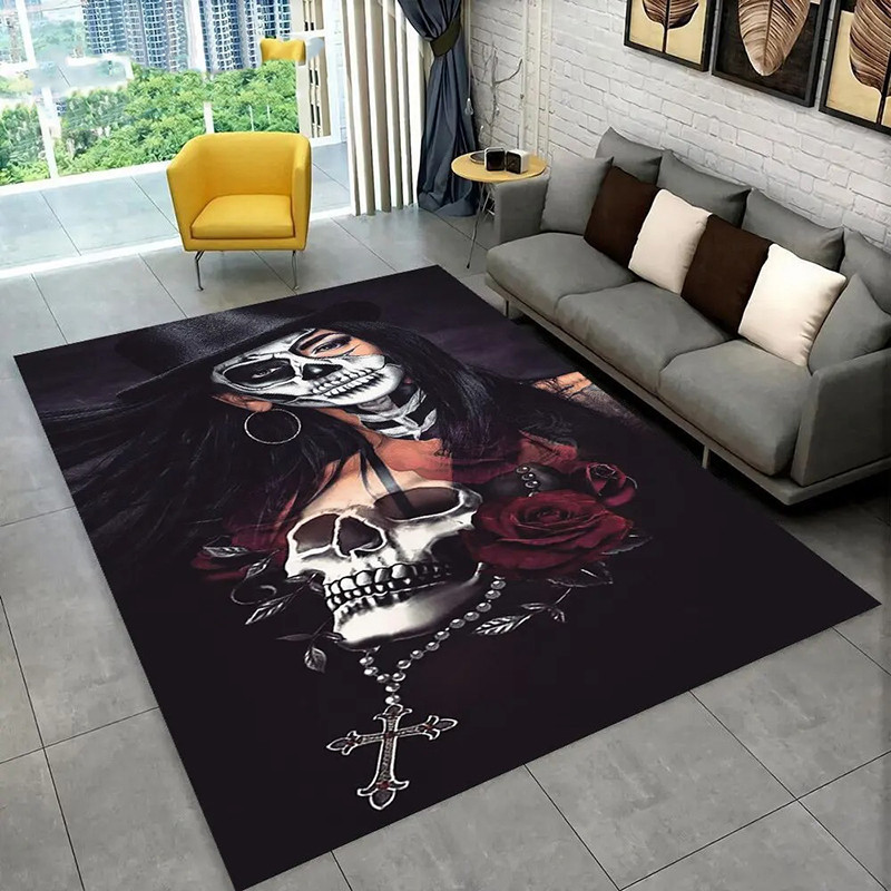 Tapis Tête de Mort "Reine Vaudou & Crâne Sacré"