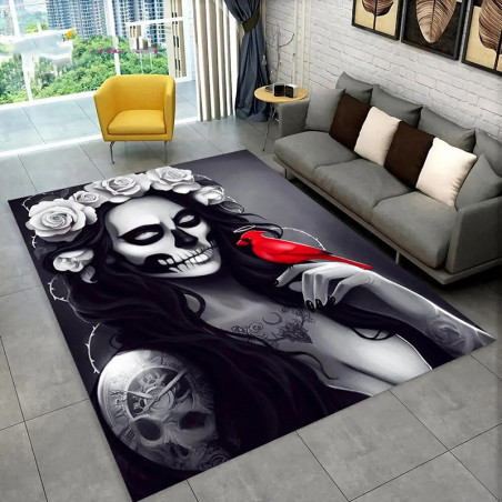 Tapis Tête de Mort "L'Oiseau Rouge de l'Au-delà"