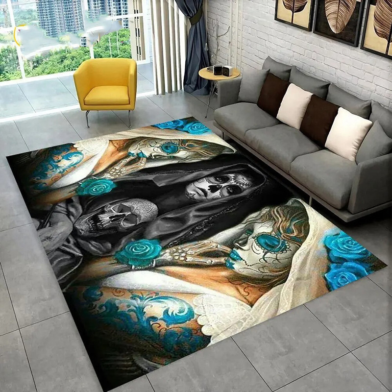 Tapis Tête de Mort "Mariées du Silence Bleu"