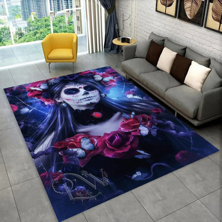 Tapis Tête de Mort "Reine Nocturne des Papillons"