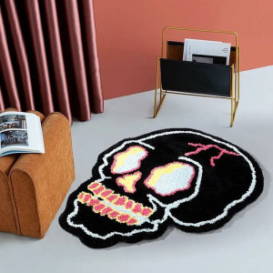 Avant Tapis Tête de Mort "Crâne Néon Pop" - 65 cm x 90 cm