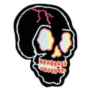 Vue générale Tapis Tête de Mort "Crâne Néon Pop" - 65 cm x 90 cm