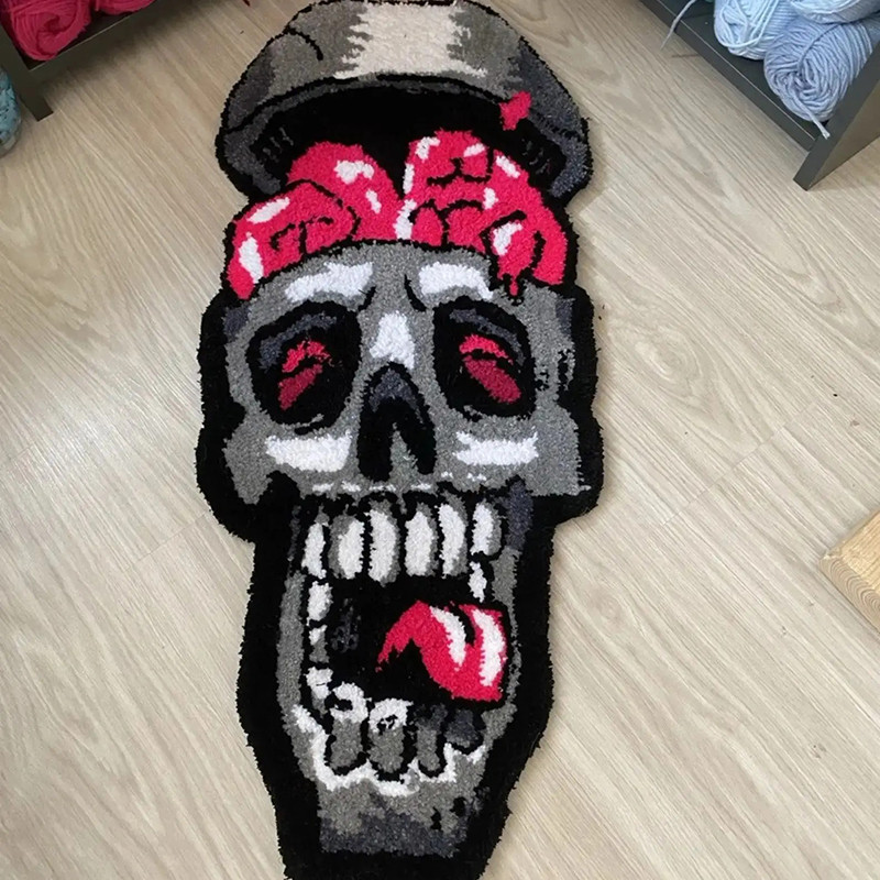 Avant Tapis Tête de Mort "Crâne Déjanté - Cerveau en Ébullition" - 5 tailles au choix  !