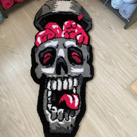 Avant Tapis Tête de Mort "Crâne Déjanté - Cerveau en Ébullition" - 5 tailles au choix  !