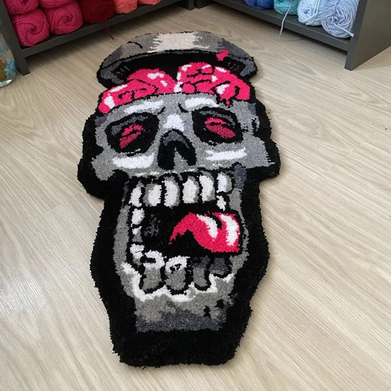 Tapis Tête de Mort "Crâne Déjanté - Cerveau en Ébullition" - 5 tailles au choix  !