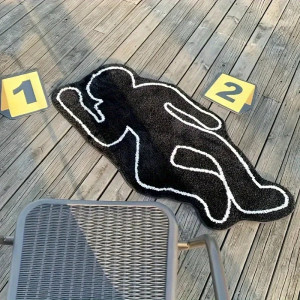 Vue générale Tapis Tête de Mort Macabre "Scène de Crime - Outline Macabre" - 2 tailles au choix  !