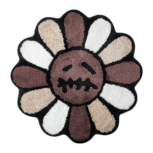 Vue générale Tapis Gothique "Fleur Triste" - Noir et Gris - 3 tailles au choix Couleur Marron