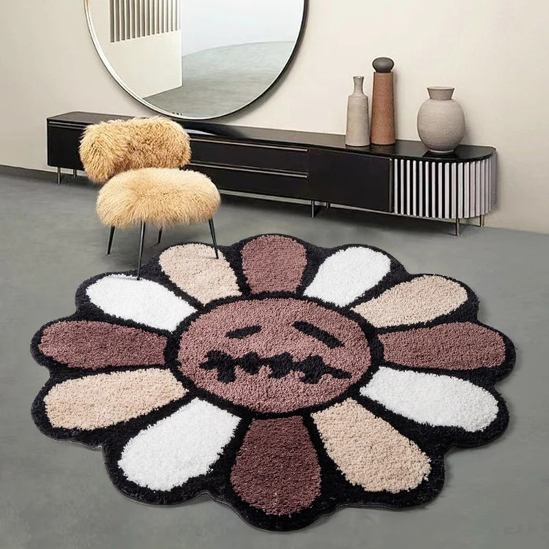 Tapis Gothique "Fleur Triste" - Noir et Gris - 3 tailles au choix Couleur marron