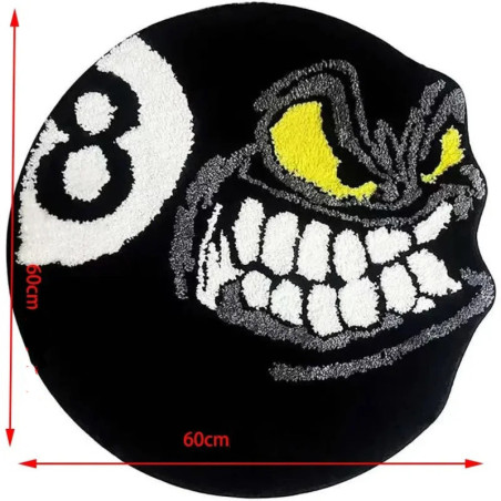 Dimensions Tapis Rock Joueur de Billarld "Boule 8 Possédée - Rictus du Destin"