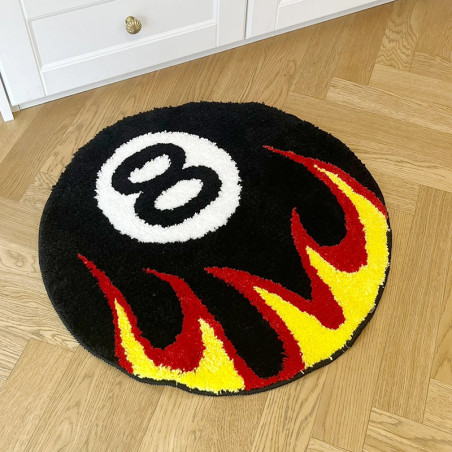Avant Tapis Rock Joueur de Billarld Boule 8 "Flamme Infernale" - 60 cm x 60 cm