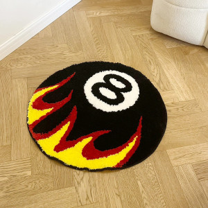 Tapis Rock Joueur de Billarld Boule 8 "Flamme Infernale"