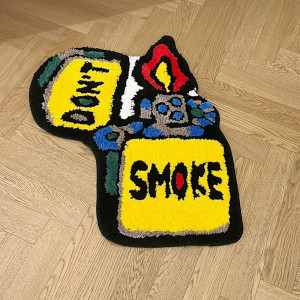 Tapis Rock N Roll Fumée - Briquet Pop "DON'T SMOKE" - 70 cl x 57 cm