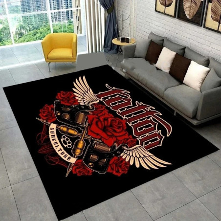 Tapis Tête de Mort Tattoo - Ailes & Roses de l’Encre Rebelle