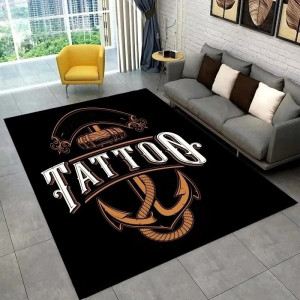 Tapis Tête de Mort Tattoo - Ancre & Machine Vintage