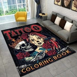 Tapis Tête de Mort Tattoo - Reine du Crâne & Encrage Sombre