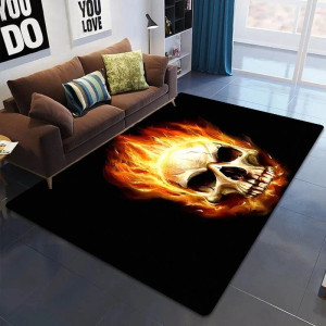 Tapis Tête de Mort - Crâne Enflammé de l’Enfer Silencieux