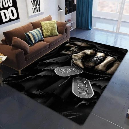 Tapis Tête de Mort - Poing Squelette & Plaques Guerrières