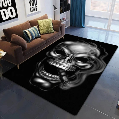 Tapis Tête de Mort - Crâne Fumeur au Cigare