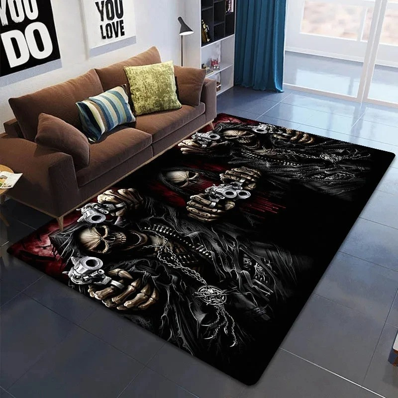 Tapis Tête de Mort - Crâne Vengeur Double Pistolet