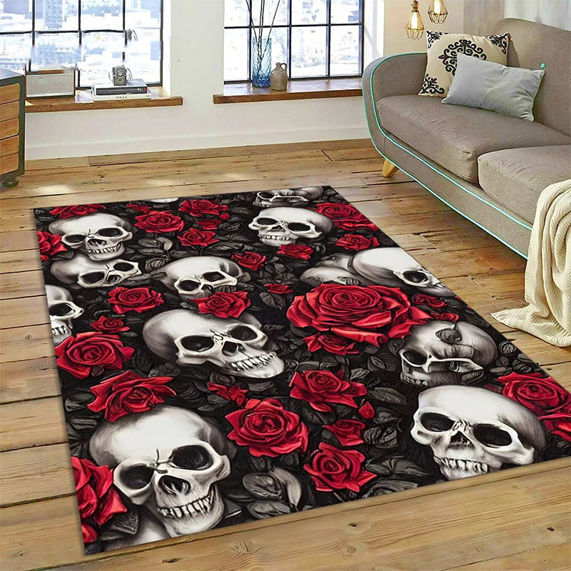 Tapis Tête de Mort "Roses Sombres"