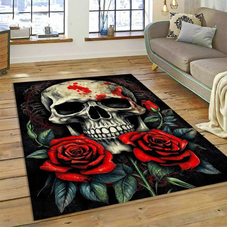 Tapis Tête de Mort "Roses Sanglantes"