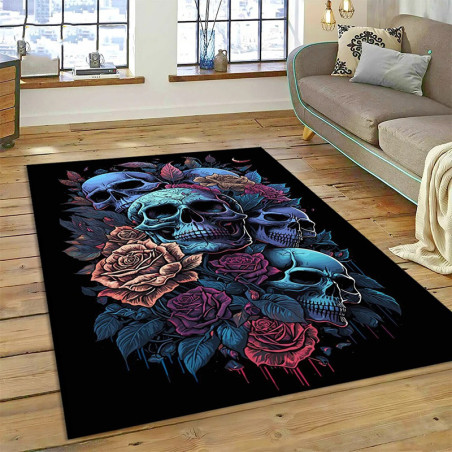 Tapis Tête de Mort "Bouquet Sombre"