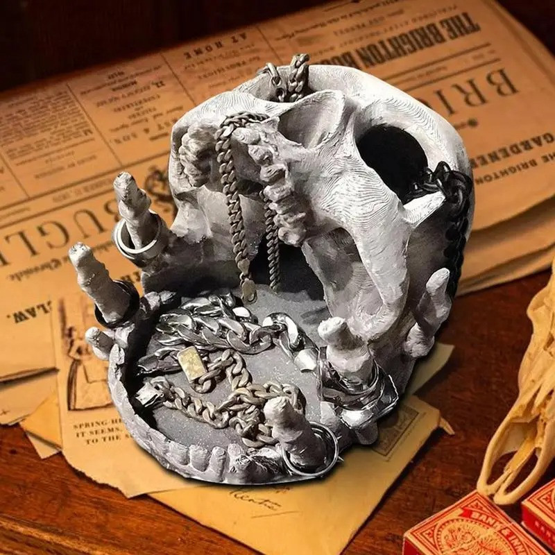 Vide-Poche Crâne Gothique - "Gardien des Clés et Secrets"